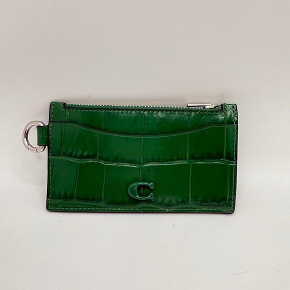 Last 1 ‼️Coach Zip Card Case CW433 Crocodile-embossed leather - Picture 1 of 6